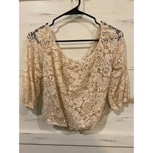 Cream Flowery Crop Top, Size M